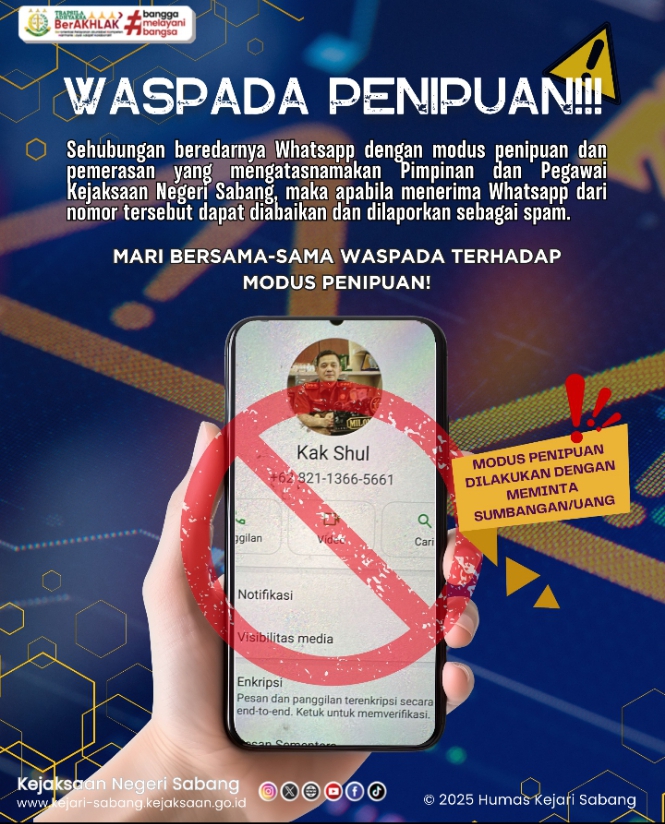 Kejari Sabang Imbau Masyarakat Waspadai Modus Penipuan dan Pemerasan Mengatasnamakan Kejaksaan
